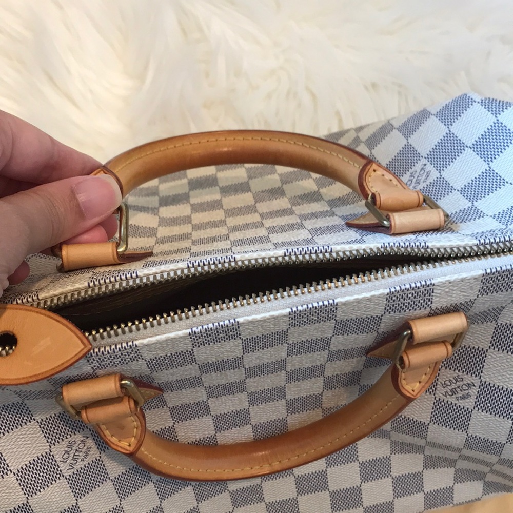 Louis Vuitton Damier Azur Canvas Speedy 30 - White and Light Blue Checkered - Picture 5 of 13